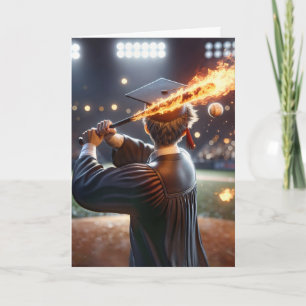 Boy Student Swinging a Flaming Fladdermus Kort