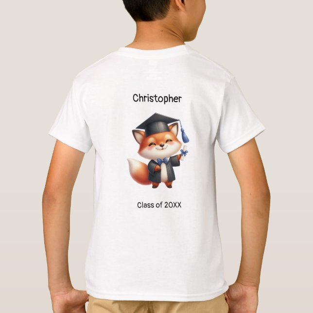 Boy Studenten Namn Cute Fox T-Shirt (Baksida)