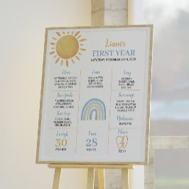 Boy Sunshine Rainbow Birthday Milestone Poster