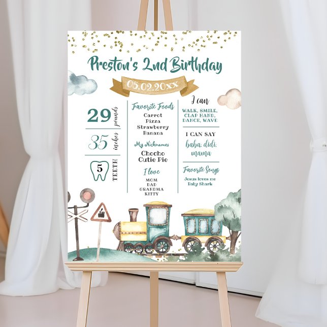 Boy Tåg Birthday Milestone Sign Poster (Skapare uppladdad)