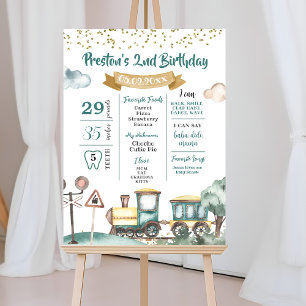 Boy Tåg Birthday Milestone Sign Poster