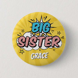 Boy Tecknad Bok Superhjälten Baby Shower Big Siste Knapp