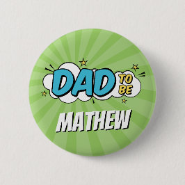 Boy Tecknad Bok Superhjälten Baby Shower Pappa Knapp