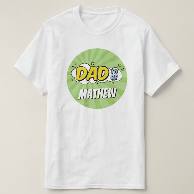 Boy Tecknad Bok Superhjälten Baby Shower Pappa T Shirt (Design framsida)