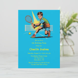 Boy Tennis Födelsedagsfest Inbjudningar