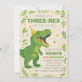 Boy Three-Rex Dinosaur Birthday Inbjudningar