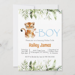 Boy Tiger Baby Shower-inbjudan Inbjudningar
