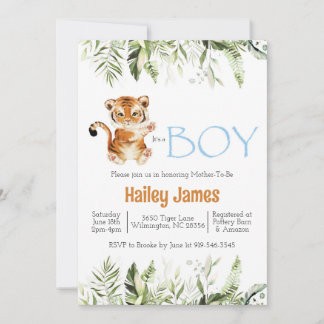 Boy Tiger Baby Shower-inbjudan Inbjudningar