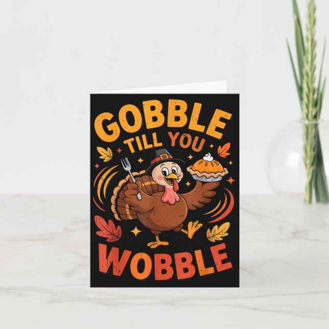Boy Toddler Gobble Till You Wobble Turkey Funny Th Kort (Framsida)
