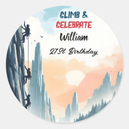 Boy Träd Roligt Cliff Sten klättring 21:a födelsed Runt Klistermärke