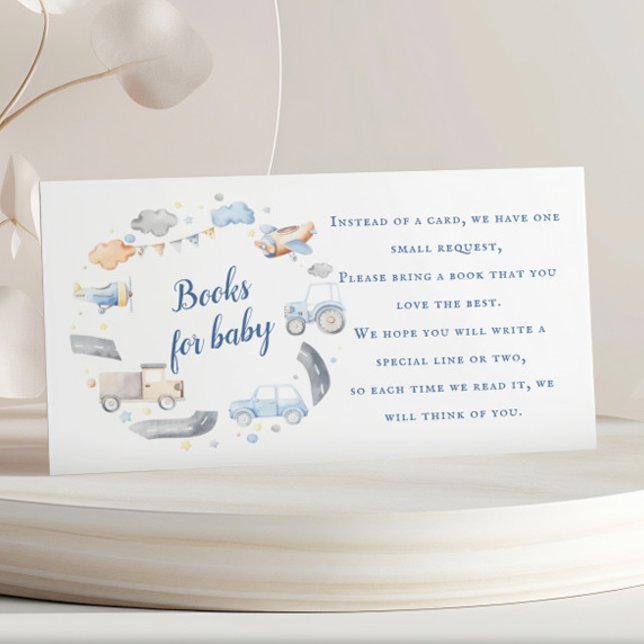 Boy Transport Cars Baby Shower Bok-begäran Tilläggskort (Skapare uppladdad)