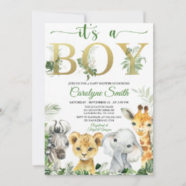 Boy Tropical Jungle Animals Baby Shower-inbjudan Inbjudningar