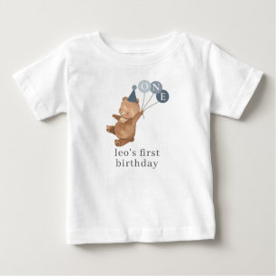 Boy Twin (Höger) - Bear Party Hat - 1:a födelsedag T Shirt