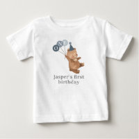 Boy Twin (Lämnat) - Bear Party Hat - 1:a födelseda