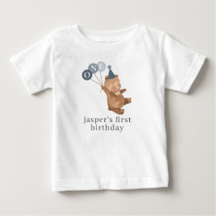Boy Twin (Lämnat) - Bear Party Hat - 1:a födelseda T Shirt