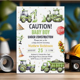 Boy under Construction Baby Shower Inbjudningar