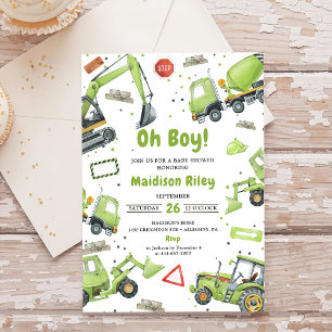 Boy under Construction Baby Shower Party Inbjudningar
