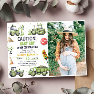 Boy under Construction Baby Shower Photo Inbjudningar