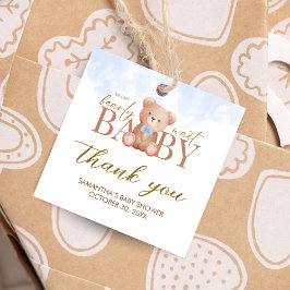 Boy vi kan bearly Wait Baby Shower Square Gåvor Etiketter