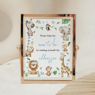 Boy Vild One Safari Baby Shower Kuvert Station Poster