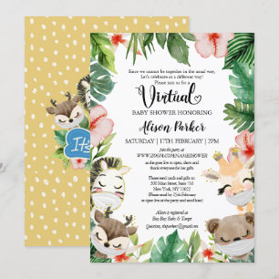 Boy Virtuell Baby Shower Safari Friends Inbjudningar