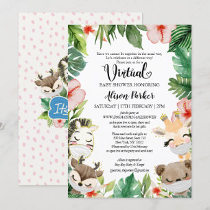 Boy Virtuell Baby Shower   Safari Friends Inbjudningar