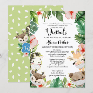 Boy Virtuell Baby Shower Safari Friends Inbjudningar