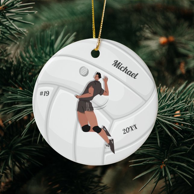Boy Volleyball Player Kid Namn Jersey Team Number Julgransprydnad Keramik (Skapare uppladdad)