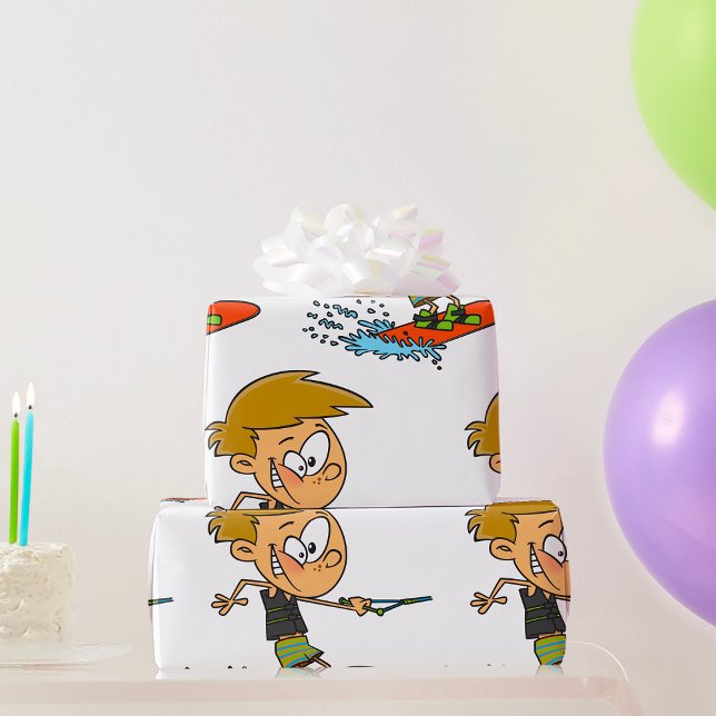 Boy Wakeboarding Roligt Summer Vatten sport Presentpapper (Skapare uppladdad)