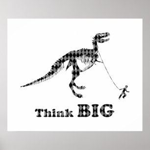Boy Walking A Tyrannosaurus Rex ~ Tänka Big Poster