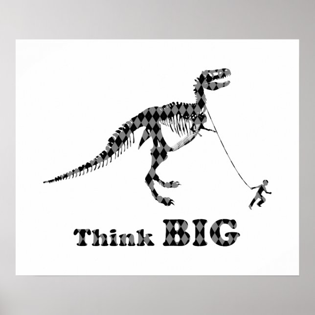 Boy Walking A Tyrannosaurus Rex ~ Tänka Big Poster (Framsidan)