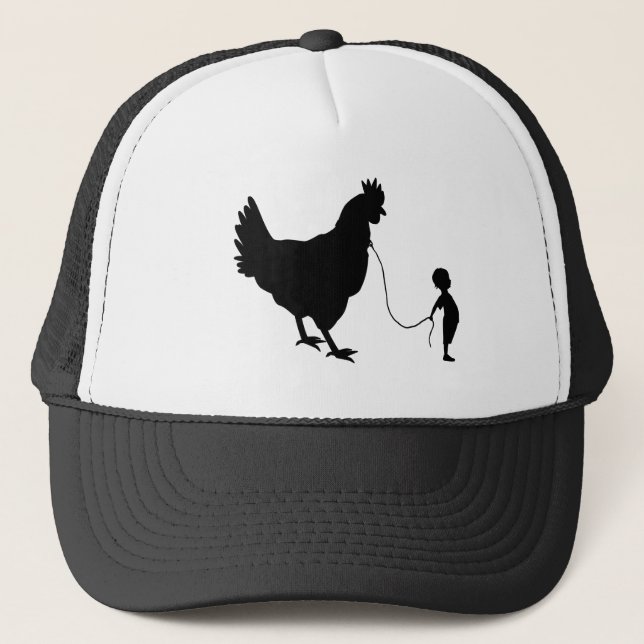 Boy Walking Hans Pet Chicken Funny Gag Gift Keps (Framsida)