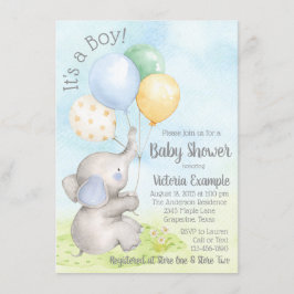 Boy Watercolor Elephant Baby Shower-inbjudningar Inbjudningar