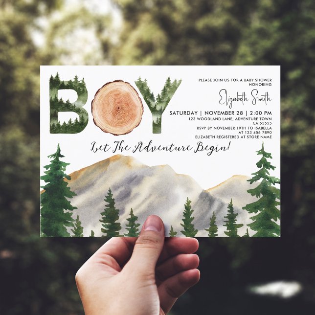Boy Watercolor Mountains Baby Shower Inbjudningar (Skapare uppladdad)