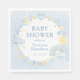 Boy Watercolor Rainbow Baby Shower Pappersservett