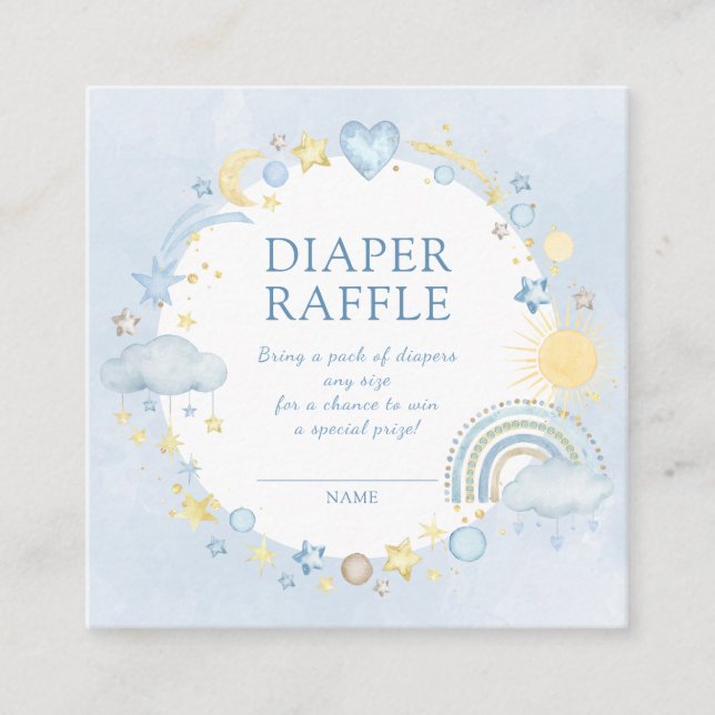 Boy Watercolor Rainbow Diaper Raffle Tilläggskort (Framsida)