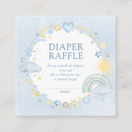 Boy Watercolor Rainbow Diaper Raffle Tilläggskort