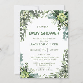 Boy Watercolor Woodland Baby Shower Inbjudningar