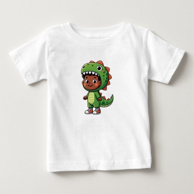 Boy Wearing Dinosaur Costume T Shirt (Framsida)