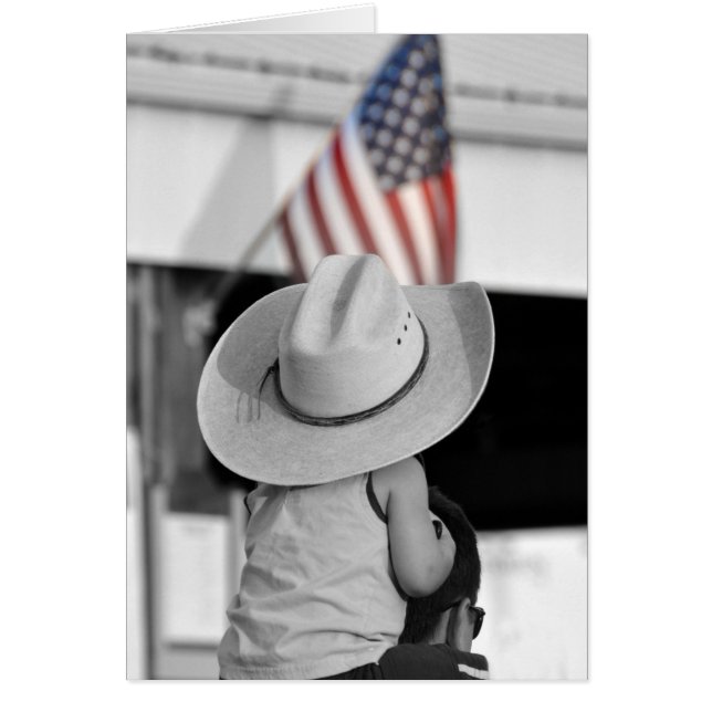 Boy Wearing Hans Pappor Cowboy Hat Hälsningskort (Framsidan)