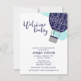 Boy Welcome Baby Luftballong Baby Shower Inbjudningar