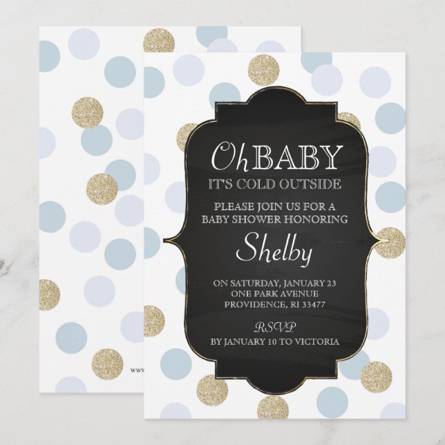 Boy Winter Baby Shower-inbjudan Inbjudningar (Fram/baksida)