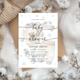 Boy Winter Clothes Baby Shower Inbjudningar