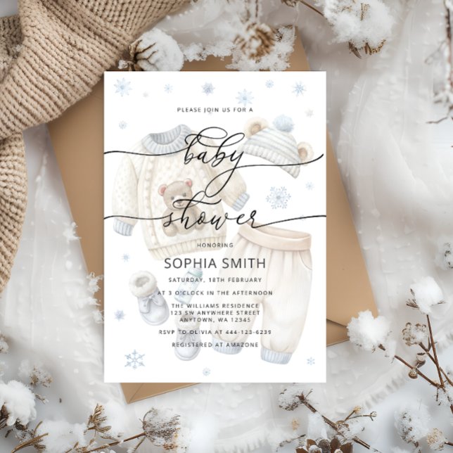 Boy Winter Clothes Baby Shower Inbjudningar (Skapare uppladdad)