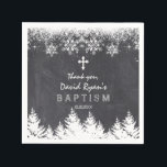 Boy Winter Helgdag Snöflingor Chalkboard Baptism Pappersservett<br><div class="desc">Elegant,  Unik design med vit Snöflingor och Träd,  på kretskort. Använda Anpassa verktyg om du vill lägga till din information. Om du vill ha matchande objekt kan du besöka min Baptism/Christening Firande Collection.</div>