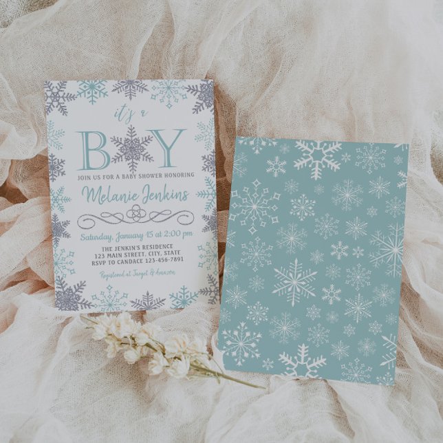 Boy Winter Snowflake Baby Shower-inbjudan Inbjudningar (Skapare uppladdad)