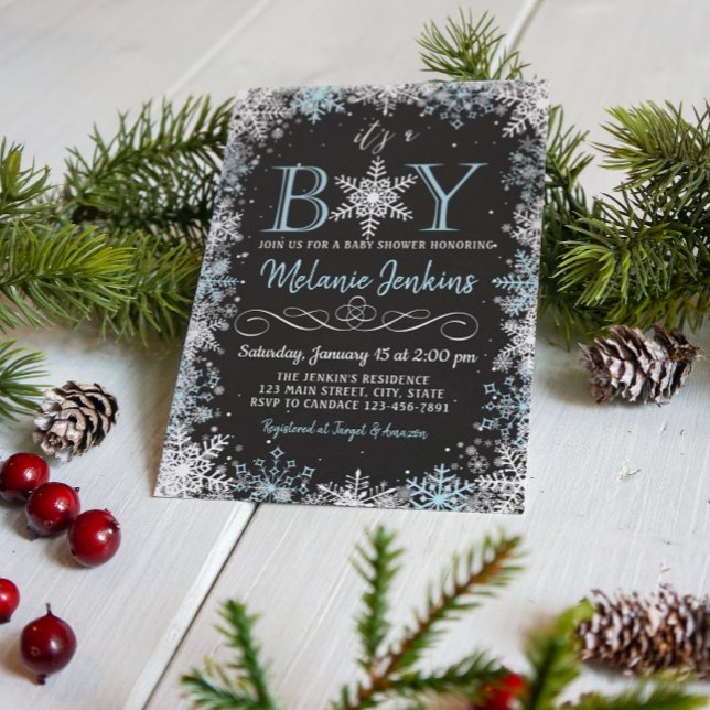 Boy Winter Snowflake Baby Shower-inbjudan Inbjudningar (Skapare uppladdad)