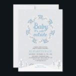 Boy Winter Wonderland Baby Shower, Blue & Grått Inbjudningar<br><div class="desc">Fira en speciell dag med den här Vinter Wonderland Baby Shower/Sprinkle-inbjudan! Den här designen har en söt andedräkt och "Baby är kallet utanför" text i ljusblått och grått färg-tema.</div>