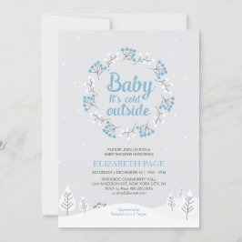 Boy Winter Wonderland Baby Shower, Blue & Grått Inbjudningar