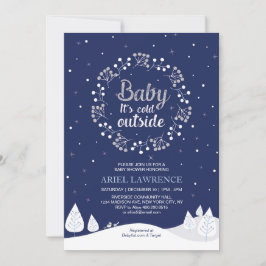 Boy Winter Wonderland Baby Shower, flottan och Sil Inbjudningar